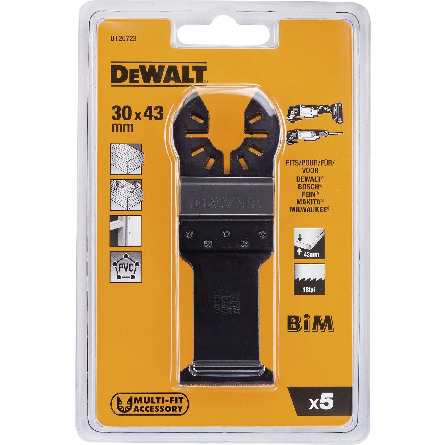 DeWalt Multi Tool Sägeblatt DT 20723 Breite 30mm Länge 43mm (5 Stück)