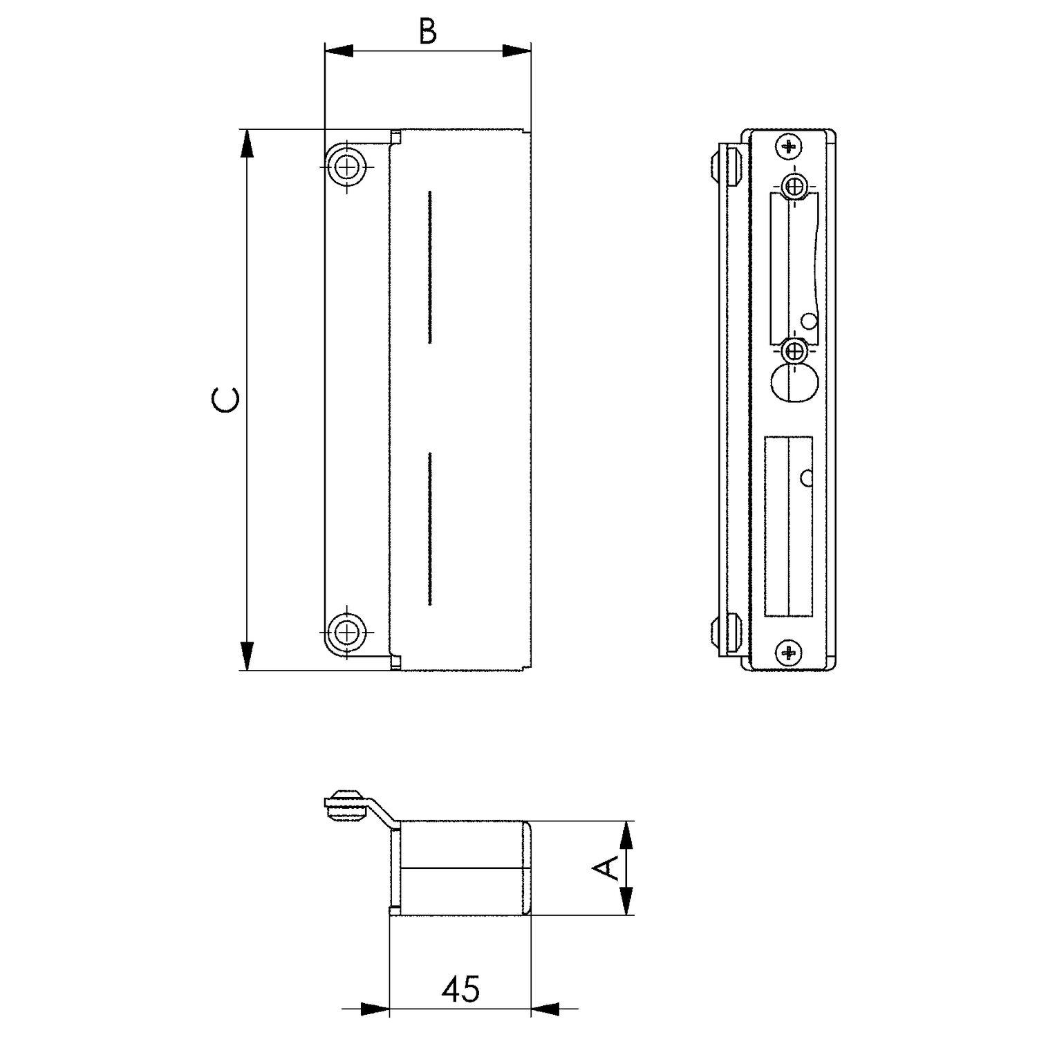 AMF Gegenkasten N147BNIG zu Spezialschloss 141UNIG, 172x45x30 mm, Edelstahl V2A