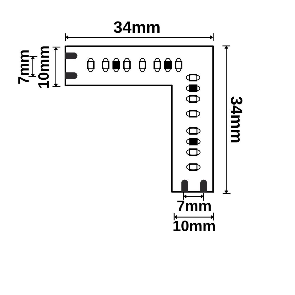 ISOLED Eckverbindung leuchtend 0,5W für CRI940 Linear10 Flexband 24V DC 10W IP20