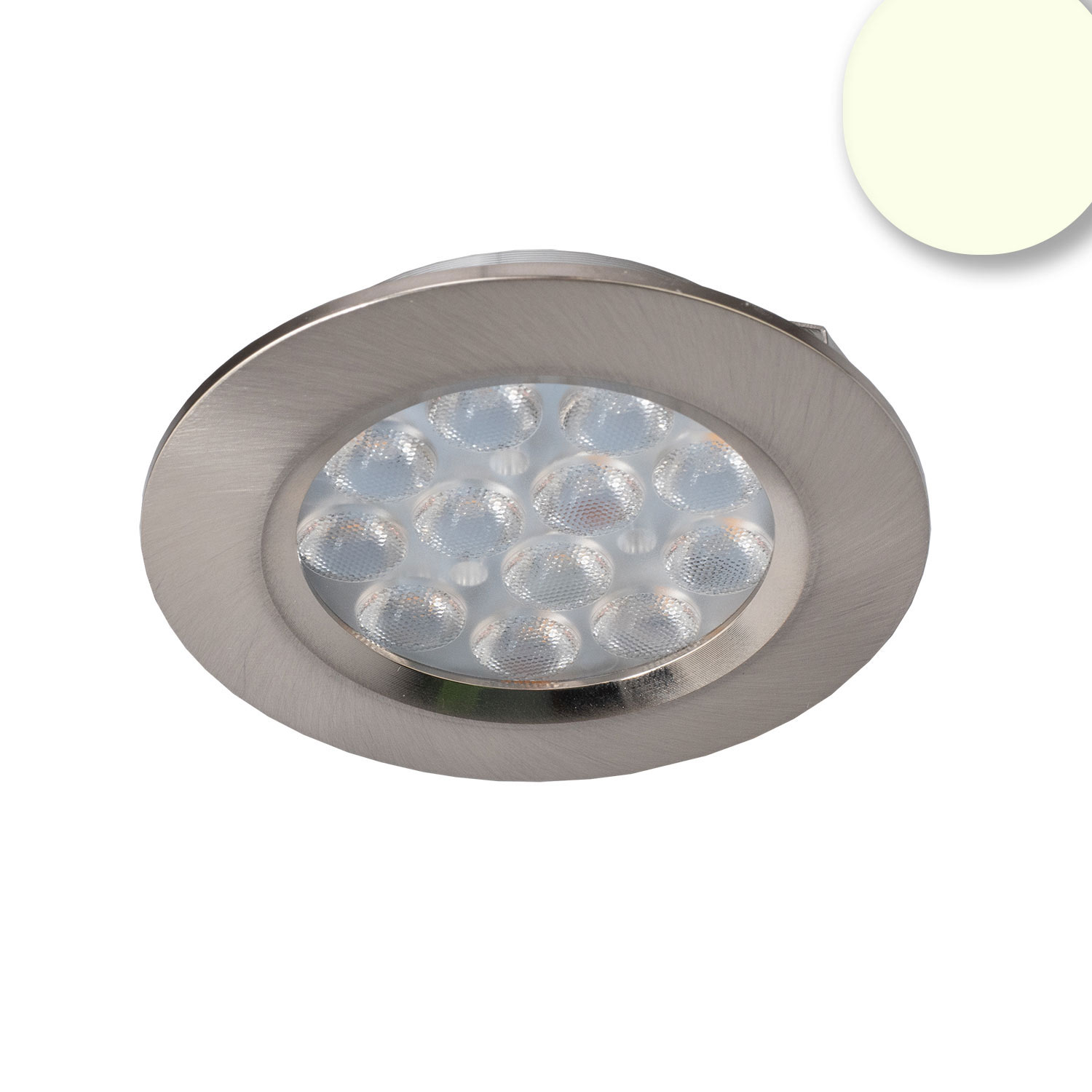 ISOLED LED Möbeleinbaustrahler MiniAMP silber 4W 60° 12V DC warmweiß 3000K dimmbar
