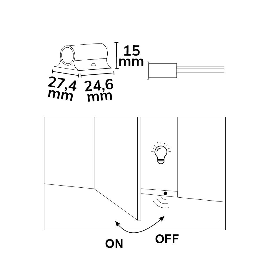 ISOLED MiniAMP Kontakt-SENSOR rund Einbau/Aufbau 12-24V DC 3A