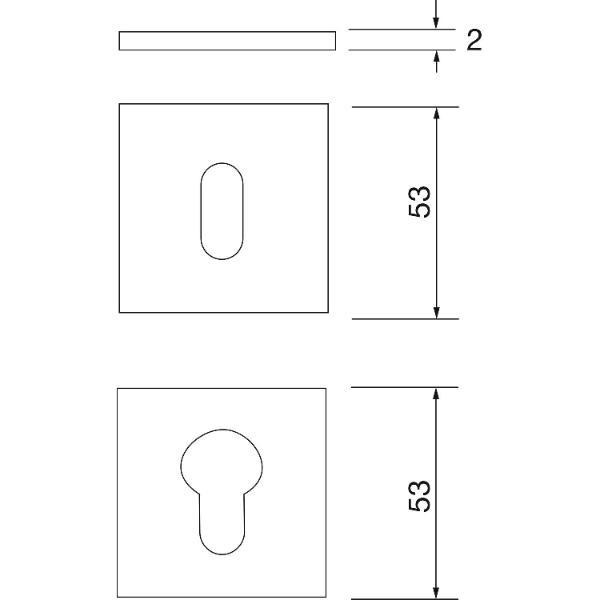 SOLIDO Zylinderrosette PZ flach eckig, Edelstahl schwarz matt