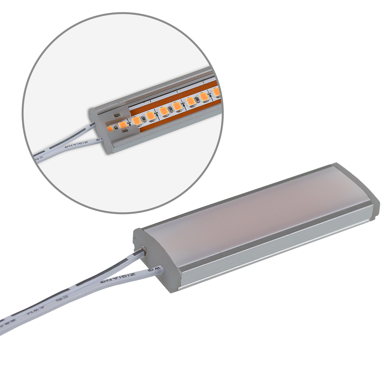 ISOLED Endkappe grau für Surf12 Flat mit Einspeiser für FC-Flexband 50cm Kabel + MiniAmp-Stecker max