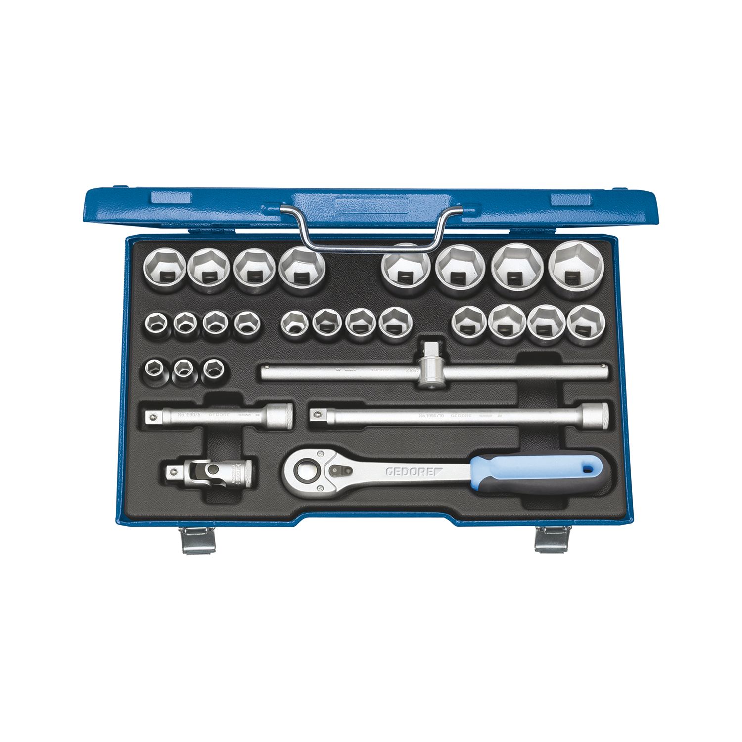 Gedore Steckschlüssel-Satz 19 VMU-10 1/2"vierkant mit Umschaltknarre 28-teilig