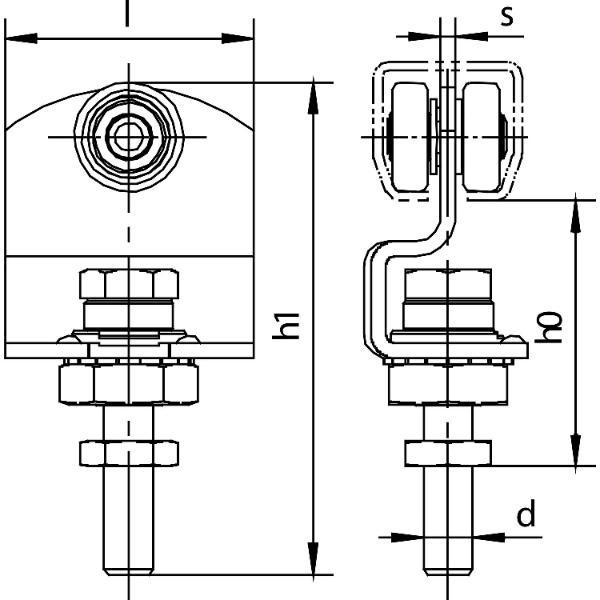 HELM Rollapparat HELM 385 einpaarig mit Drehlager, Stahl verzinkt, gelb