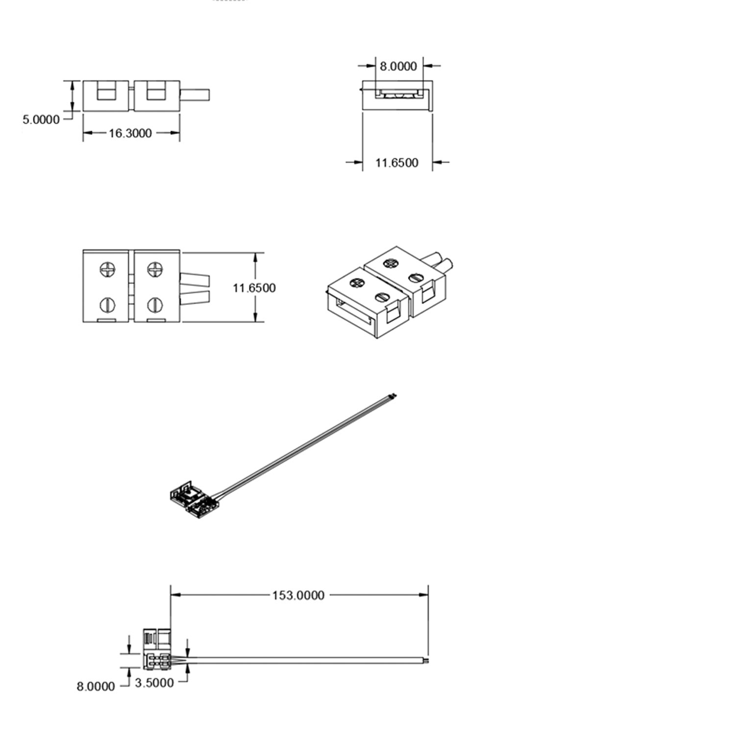 ISOLED Clip-Kabelanschluss (max. 5A) C1-28 für 2-pol. IP20 Flexstripes mit Breite 8mm Pitch >12mm