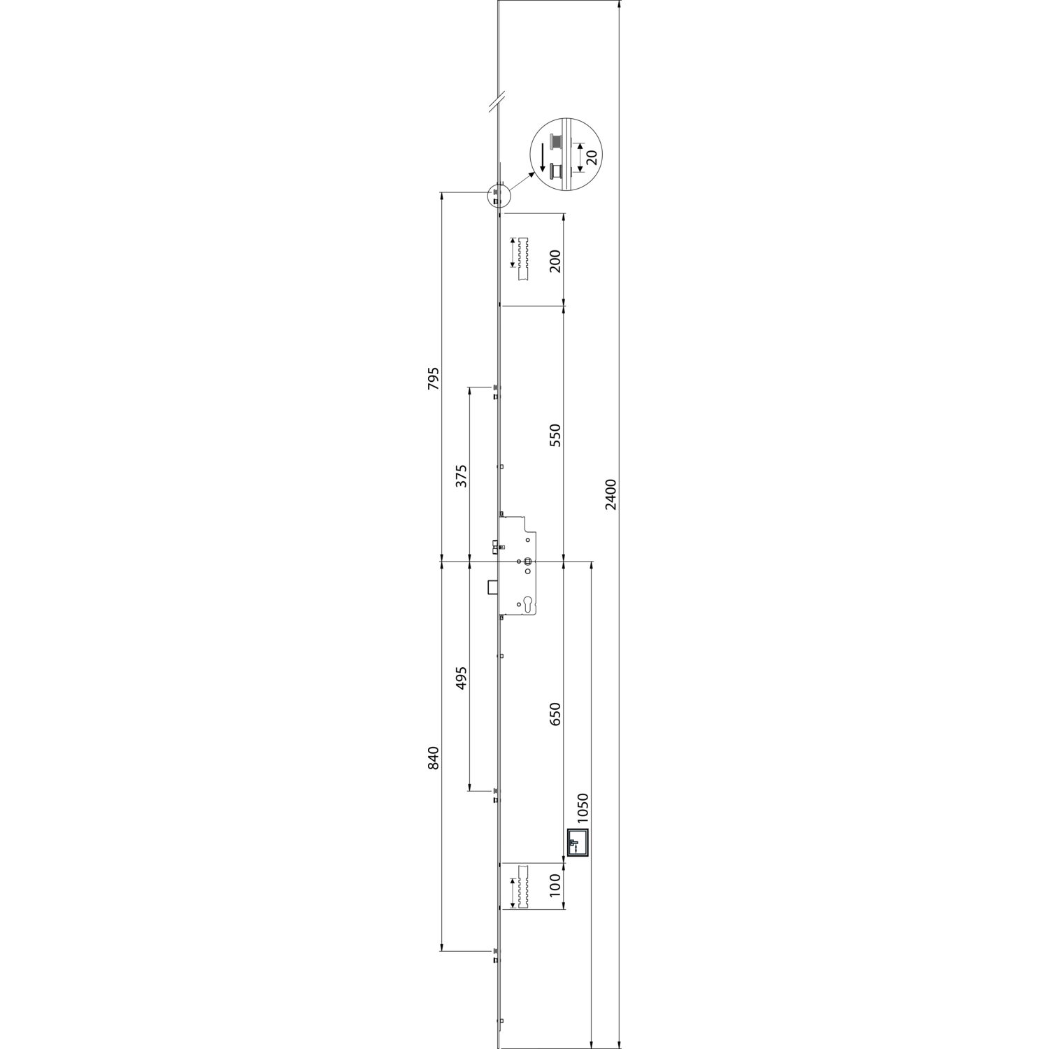 Maco #230692 Mehrfachverriegelungsschloss Z-TS 4B PZ92 VK 8 Stulp 16 mm DM 45 silber