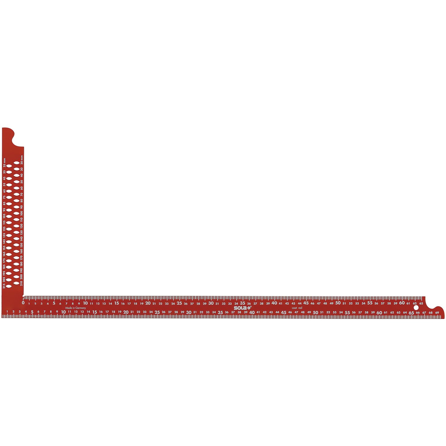 Sola Zimmermannswinkel ZWCA rot mit Anreißlöcher Schienenlänge 700 x 300 mm