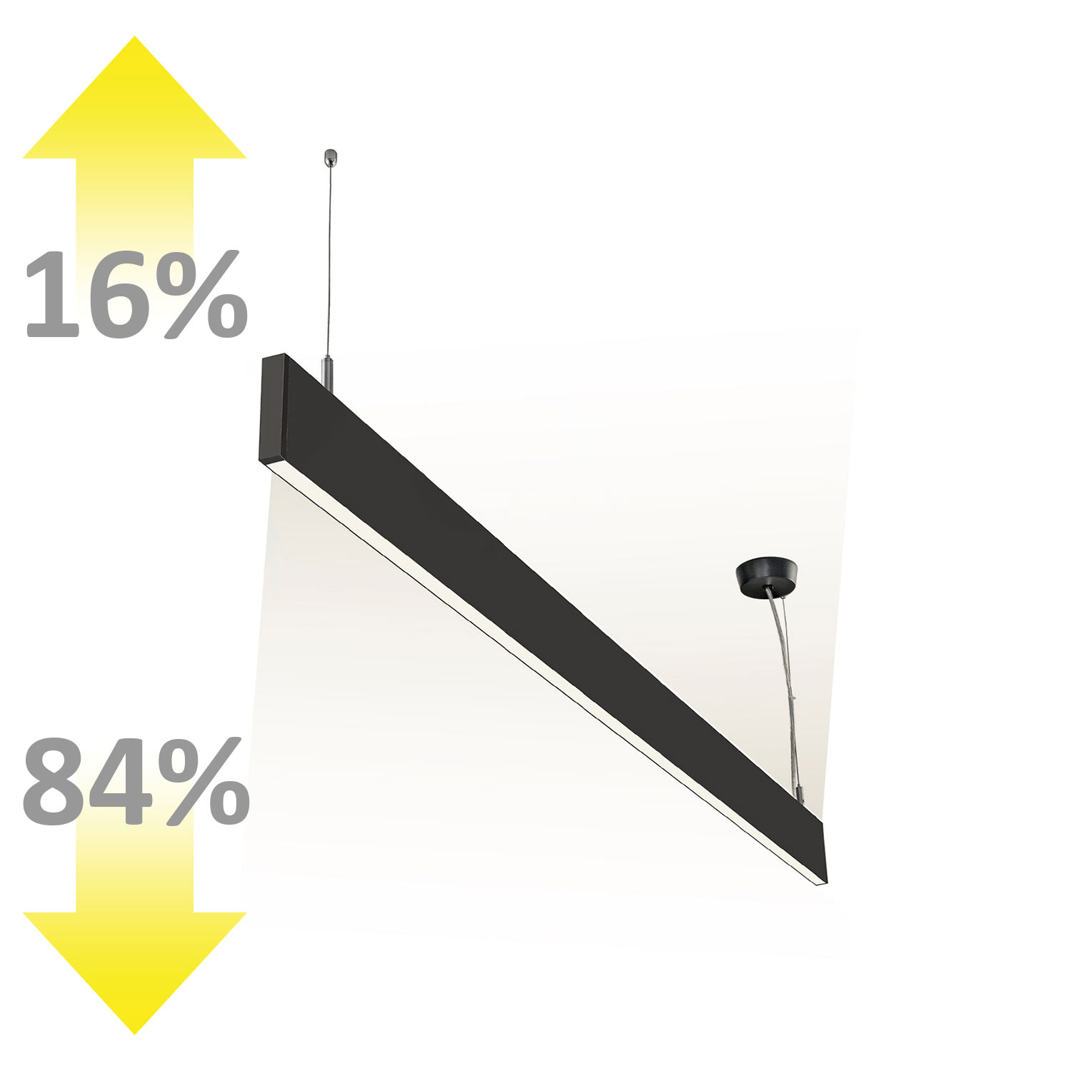 ISOLED LED Hängeleuchte Linear Up&Down 600 25W prismatisch linear- u. 90° verbindbar schwarz warmwei