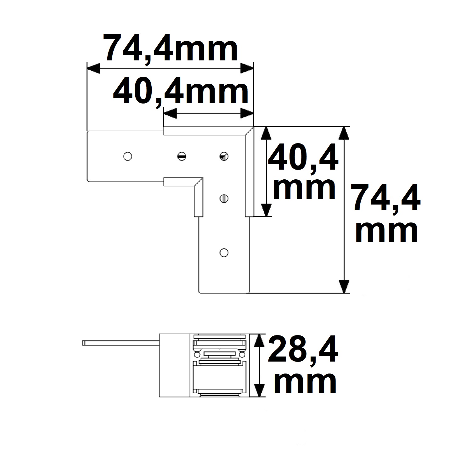 ISOLED Track48 Eckschiene 90° horizontal für Aufbauschiene flat schwarz nicht stromführend