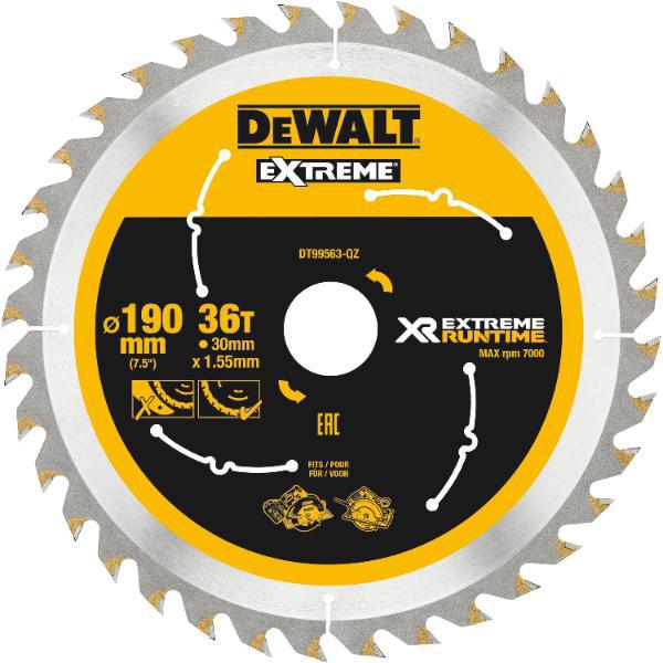 DeWalt Kreissägeblatt XR Extrem Runtime HM ø 190 x 1,38 x 30mm Zähne 36 (WZ/FZ)