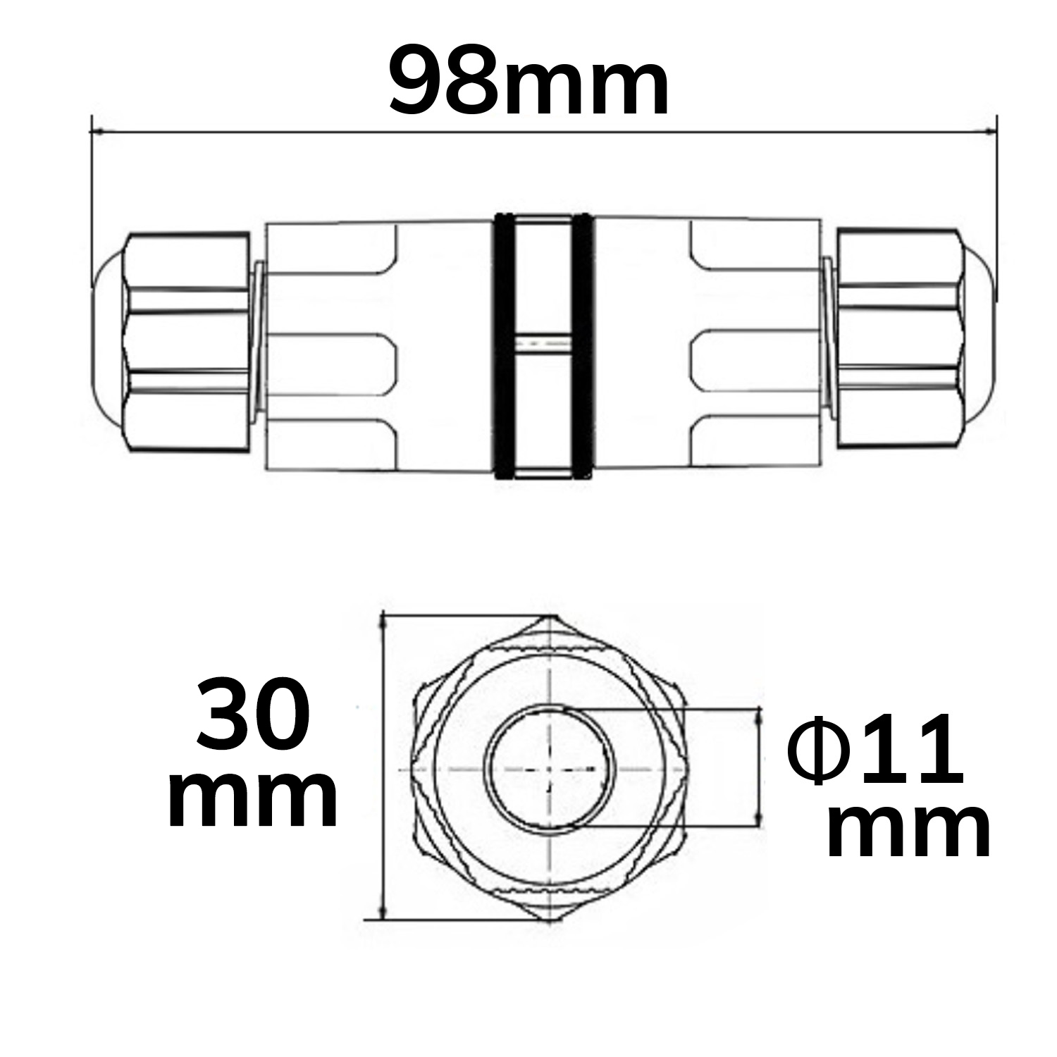ISOLED Kabelverbinder IP68 5-polig 0.75-2.5mm² mit Federklemme max. 250V 16A Manteldm. 6,5-11mm