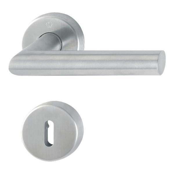 Hoppe Drückergarnitur AMSTERDAM - auf Rosette BB, 40 - 45, Edelstahl matt