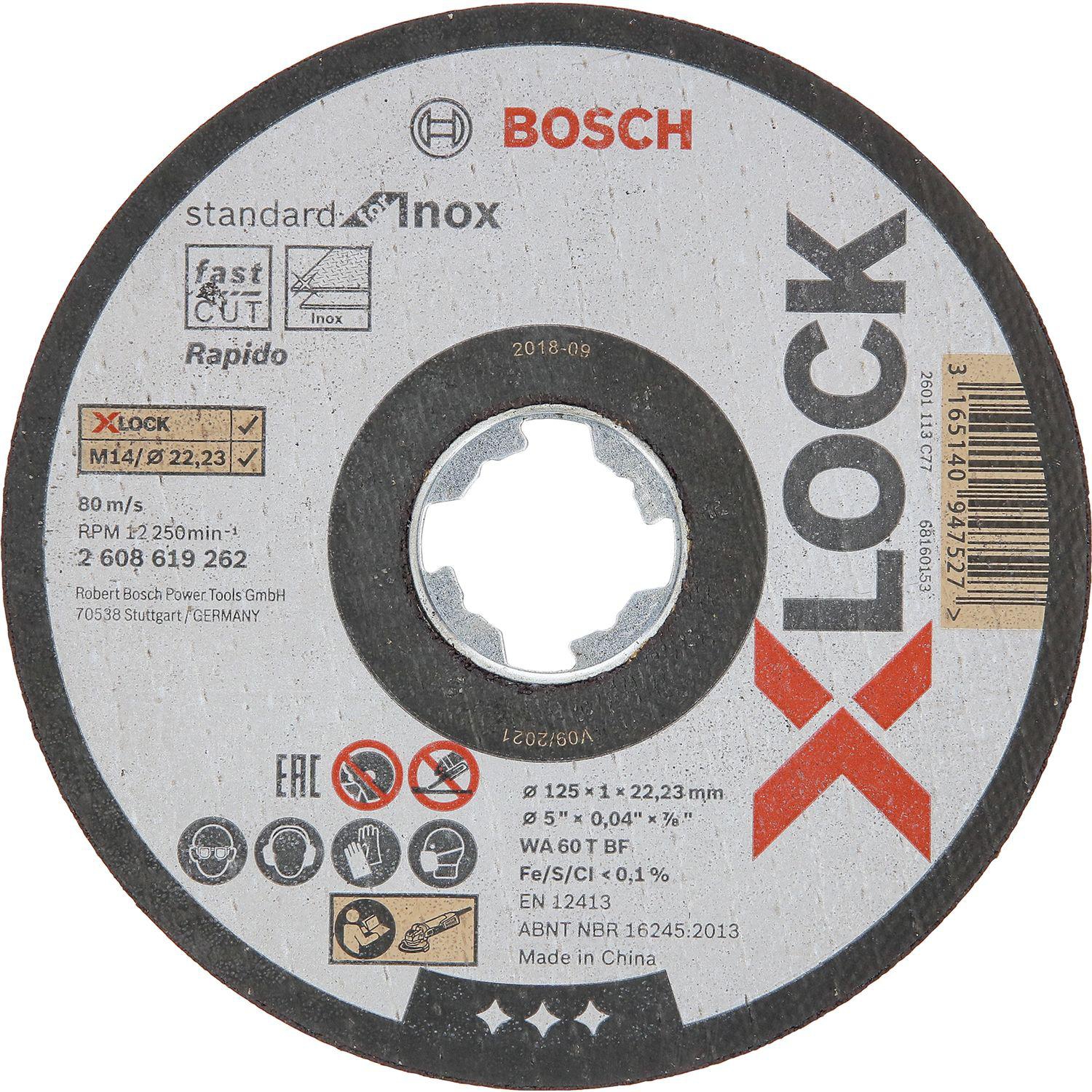 Bosch Trennscheibe Standard for Inox X-LOCK gerade Form 125x1,0x22,23 mm/10 ST