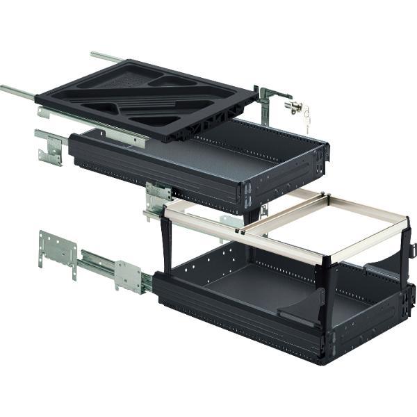 HETTICH Systema Top 2000 Container-Set Sil Sys, Teil-/Überauszug, ET 530,schw.