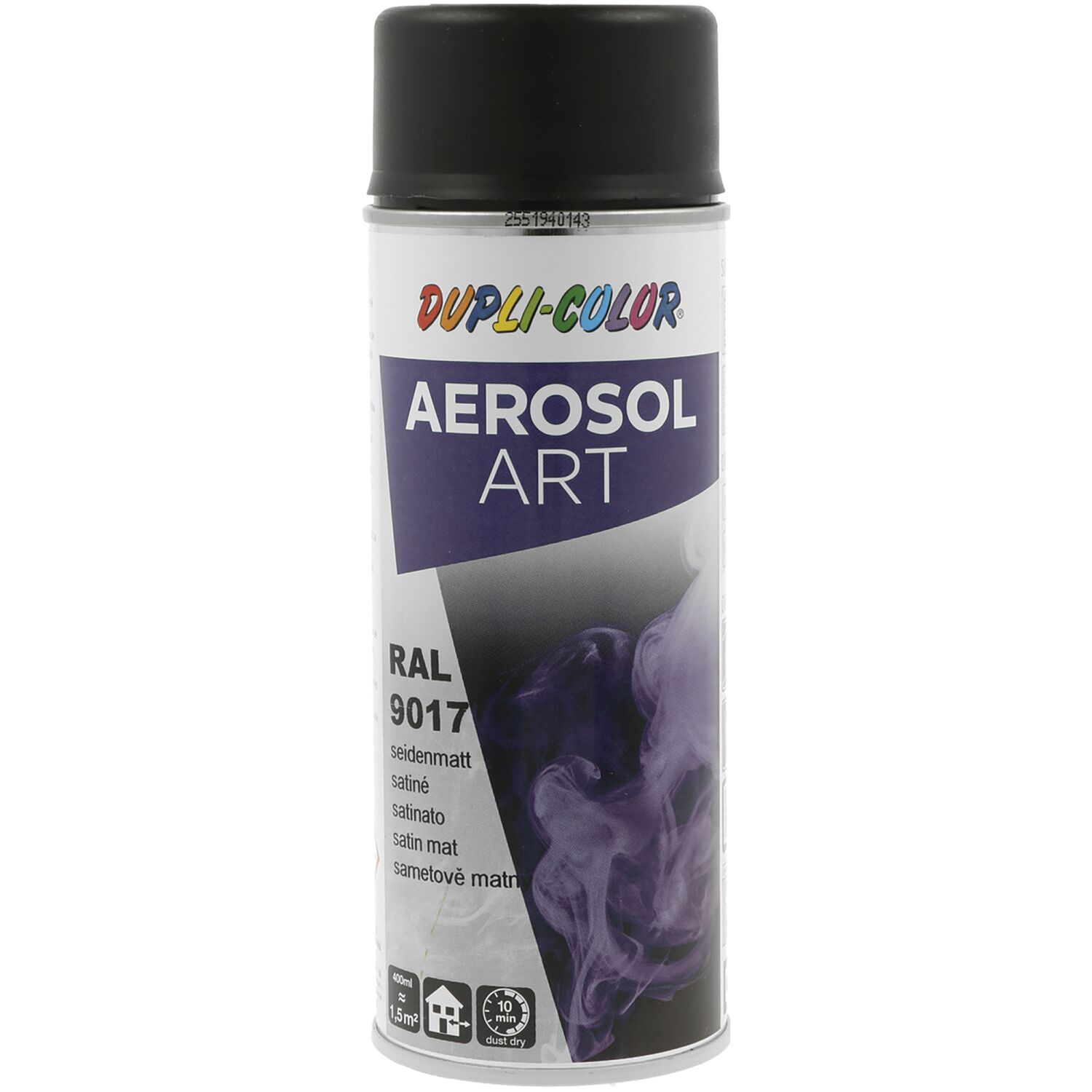 Dupli-Color Lackspray Aerosol Art 400ml verkehrsschwarz seidenmatt / RAL 9017 (400 ml)