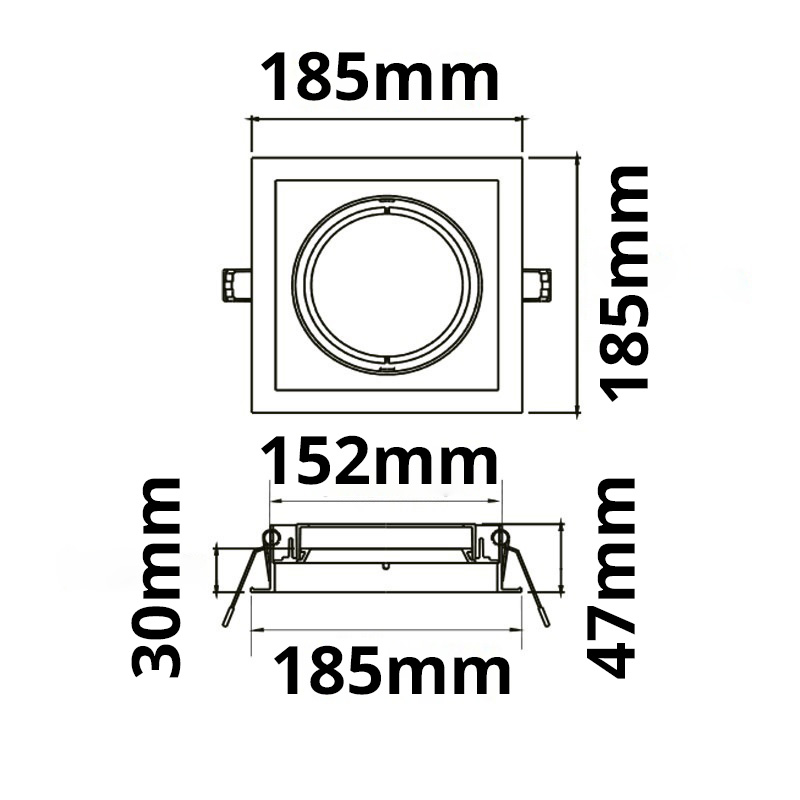 ISOLED Einbaurahmen AR111 eckig 1 fach schwenkbar