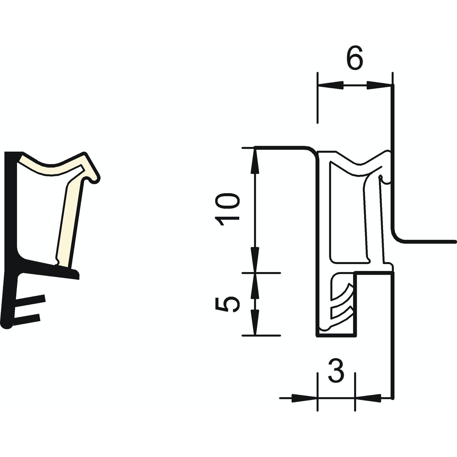 Überschlagdichtung SP 103a, Kunststoff beige (200 m)
