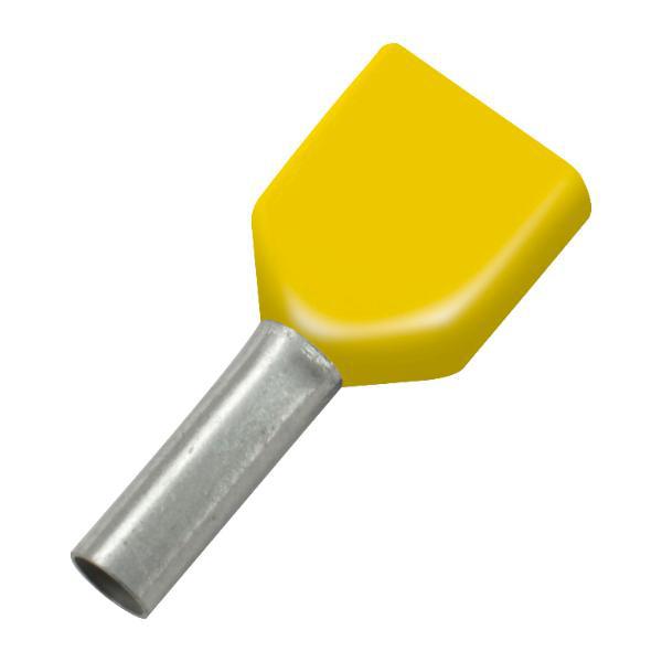 Zwillings-Aderendhülse 6x14/26 mit Kragen gelb