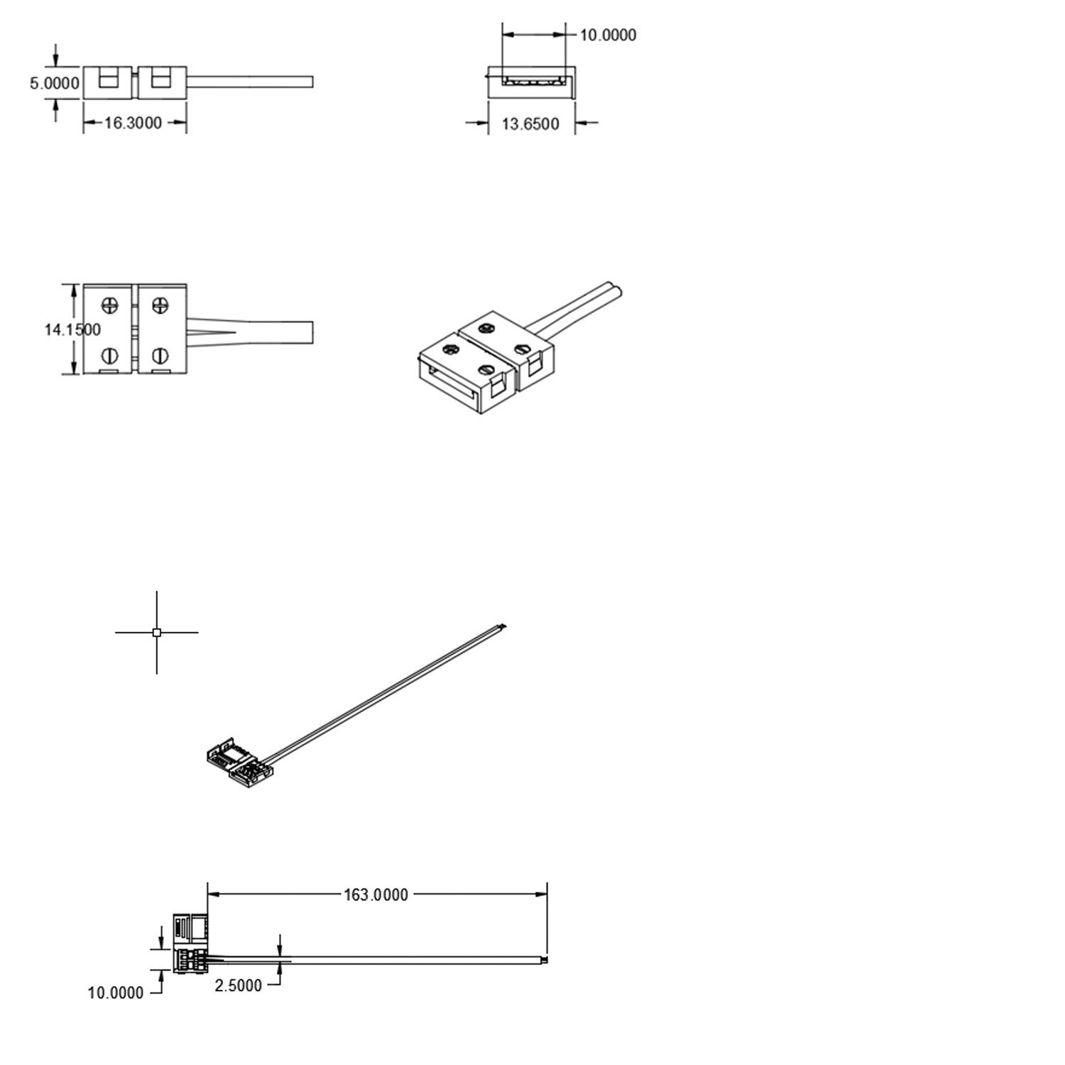 ISOLED Clip-Kabelanschluss (max. 5A) C1-210 für 2-pol. IP20 Flexstripes mit Breite 10mm Pitch >12mm