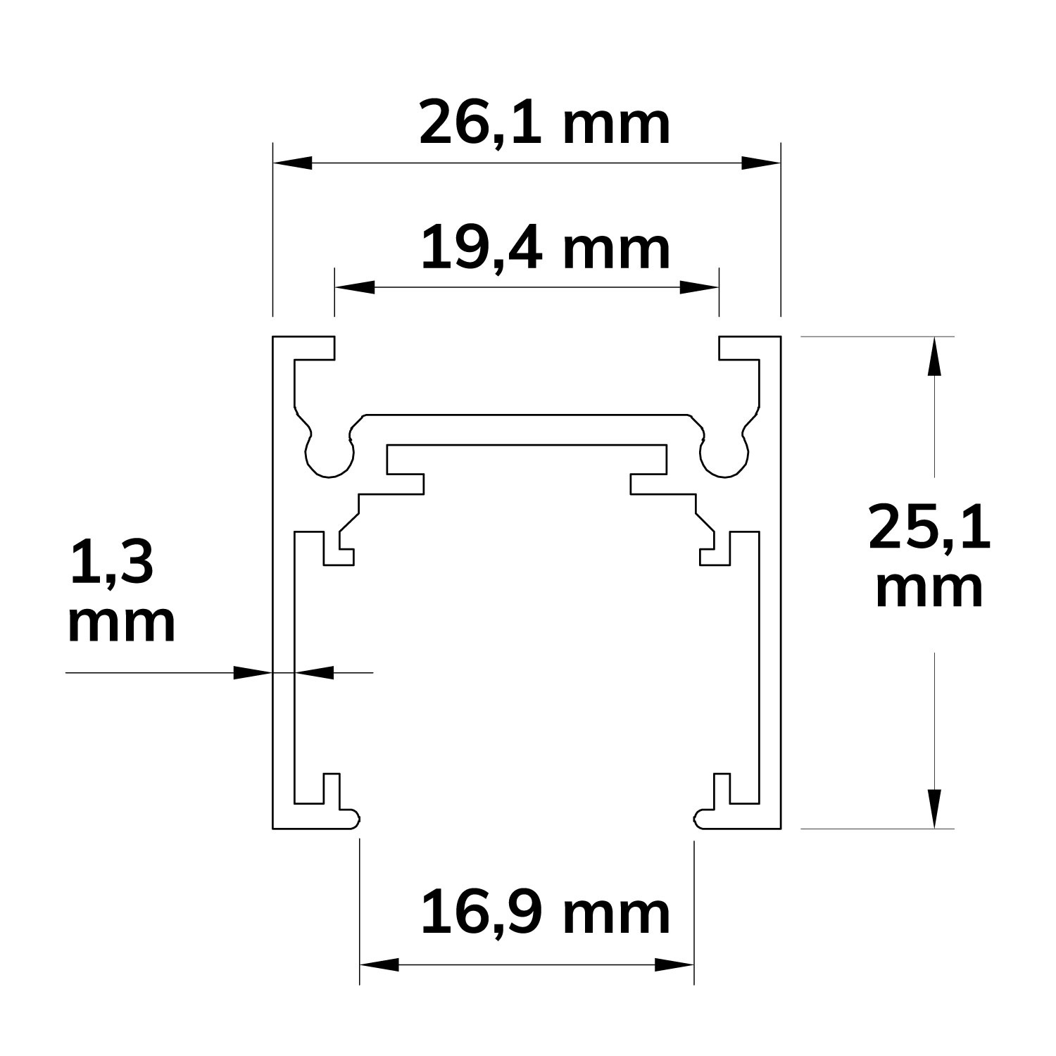 ISOLED Track48 Aufbauschiene flat schwarz 200cm 4-polig inkl. Endkappen und Schutzcover