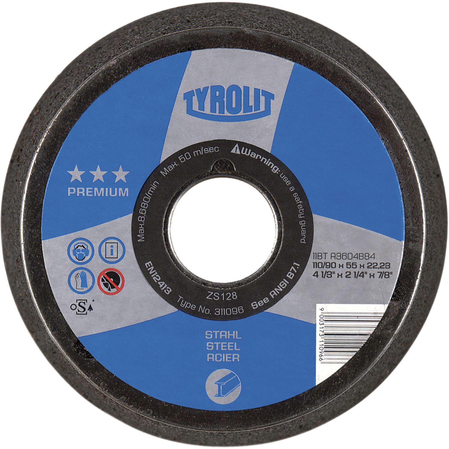 Tyrolit Schleiftopf kegelig Premium***Form 11ZB Edelkorund 110/90x55/M14 Korn 36