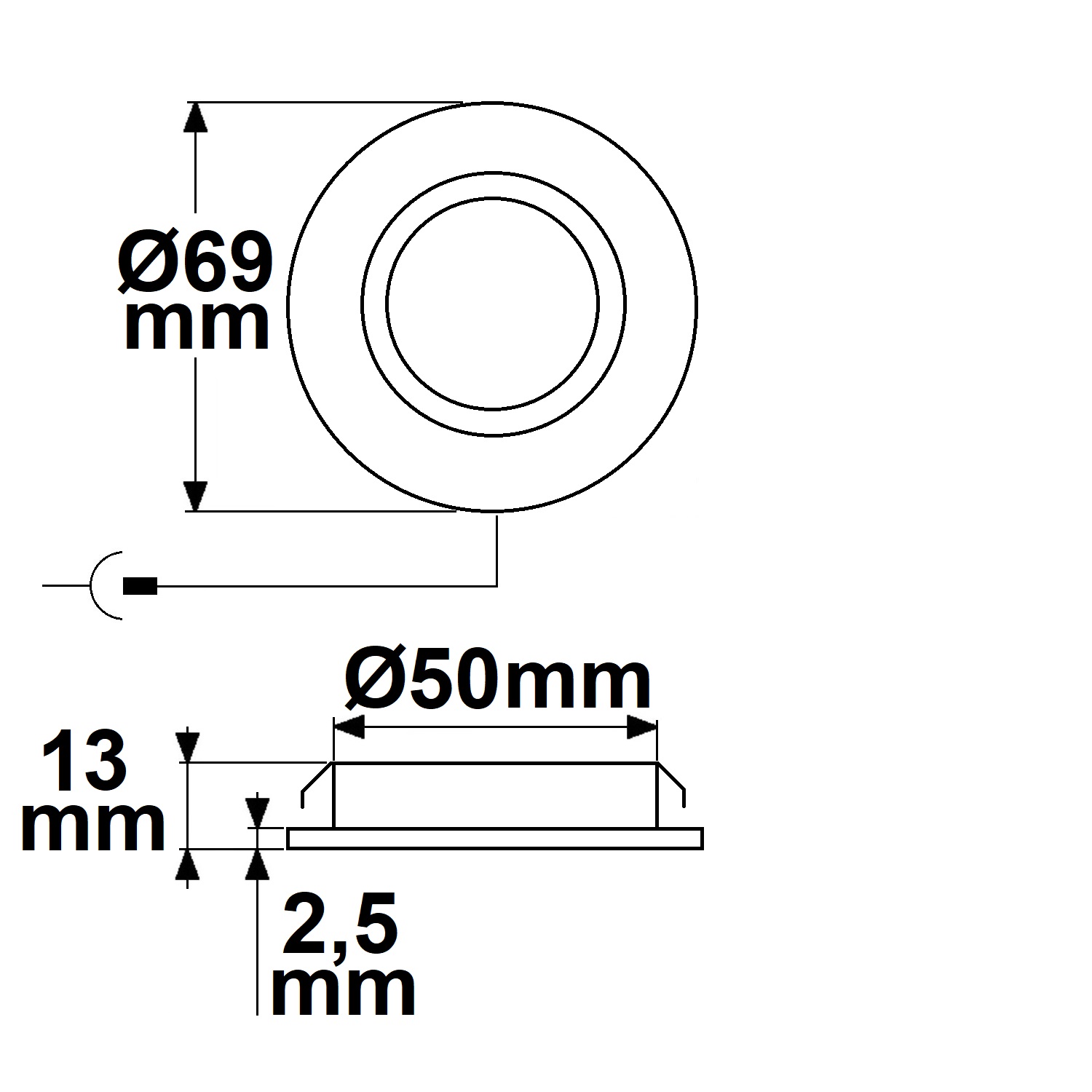 ISOLED LED Möbeleinbaustrahler MiniAMP ALU gebürstet rund 3W 120° 24V DC warmweiß 3000K dimmbar