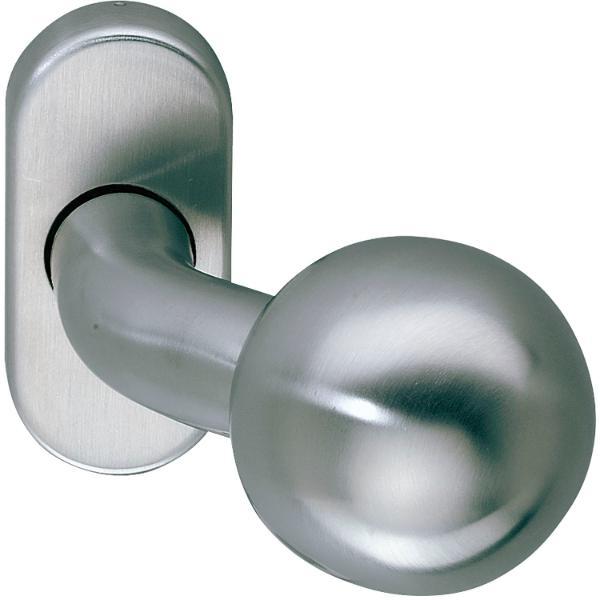 Türknopf drehbar auf Rosette oval, Edelstahl matt