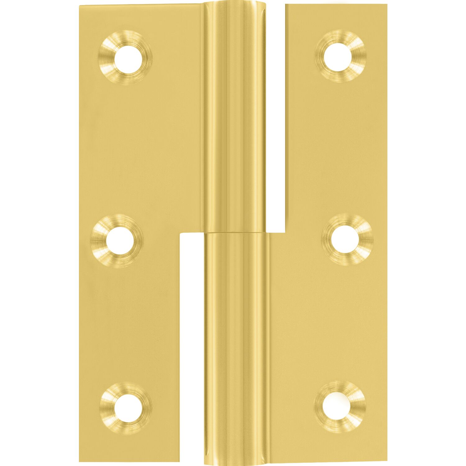 Möbelband gerade - Zylinderkopf links, 50x40 mm, Messing poliert