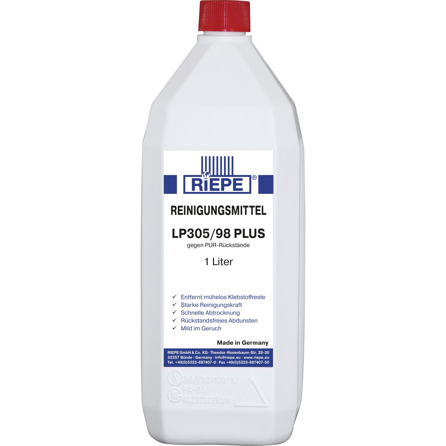 RIEPE Reinigungsmittel LP 305/98 PLUS 1 Liter zum manuellen Plattenreinigen