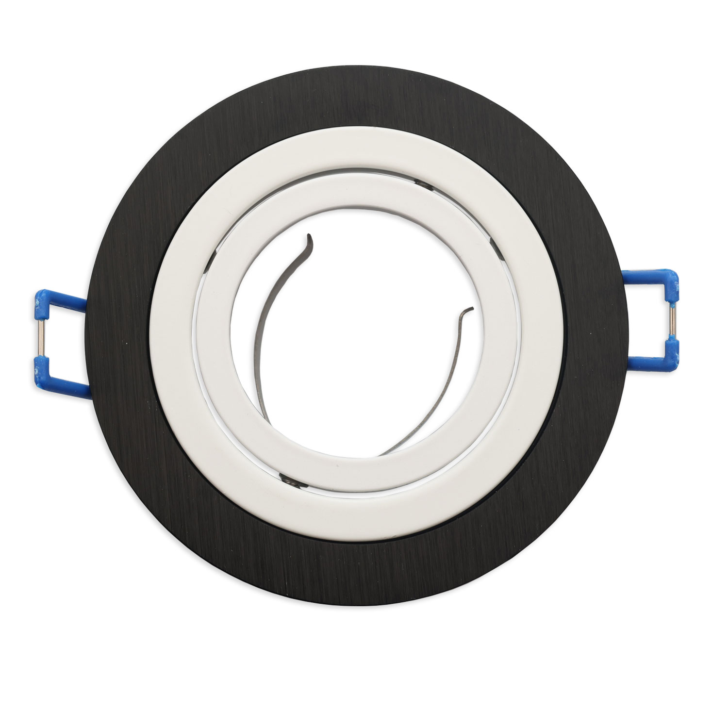 ISOLED Einbaurahmen rund Loch 80mm schwarz + Alu weiß für GU10/MR16 Spots