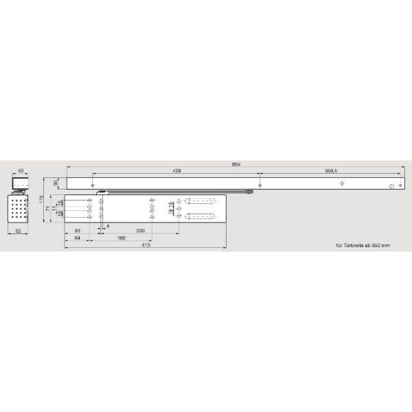 dormakaba Türschließer TS99 FLR-K, mit Gleitschiene, ab FB 950, silber