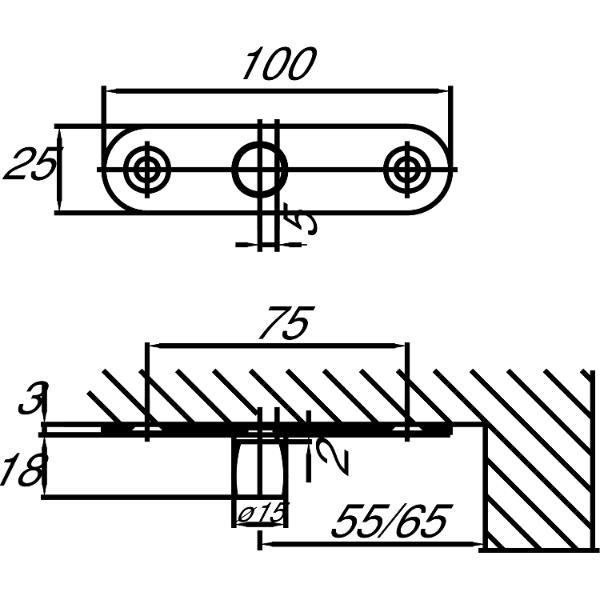 DORMA-Glas DORMA-Glas Zapfen PT 24, ø 15 mm m. Anschraublasche, Edelstahl (01.123)