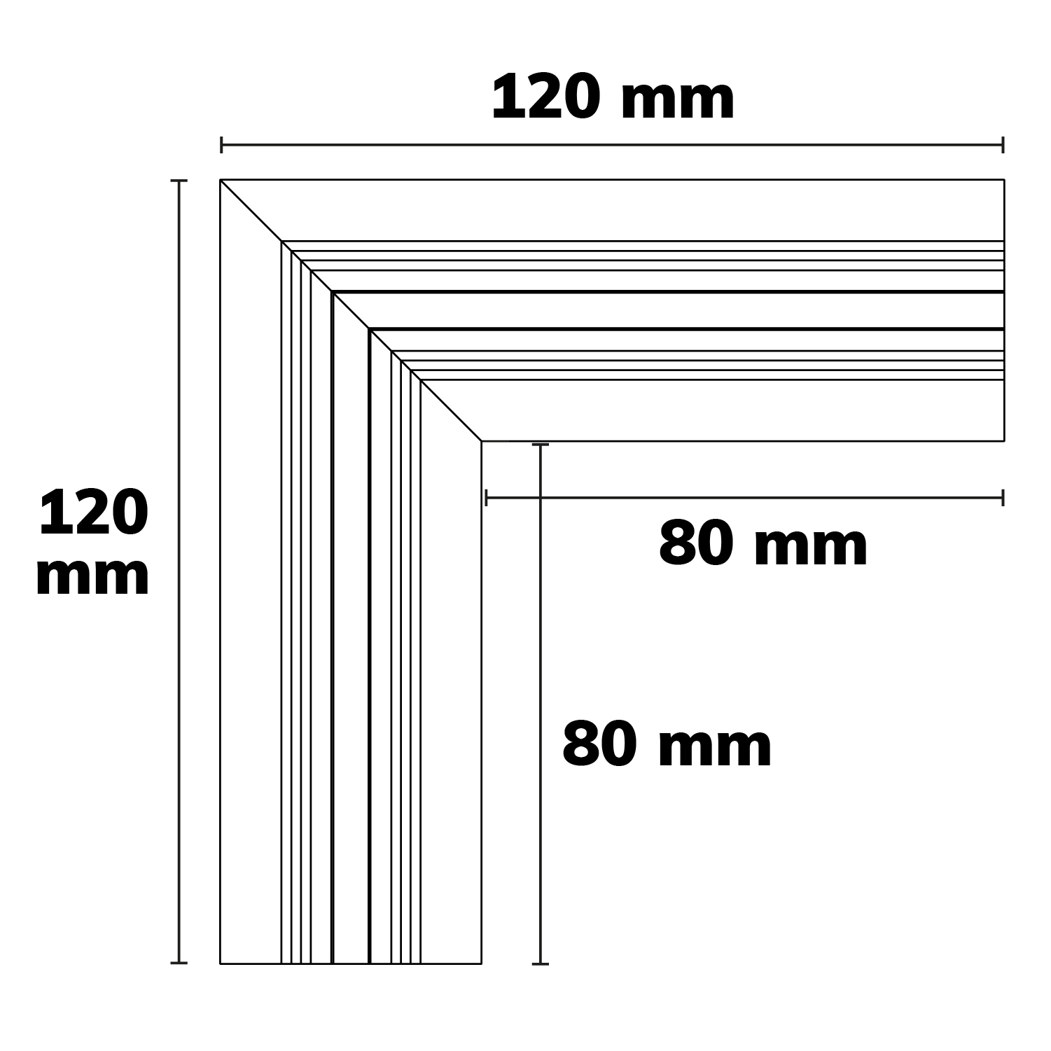 ISOLED LAMP30V1 90° Eck geschweißt 120x120mm schwarz RAL 9005 exkl. Cover