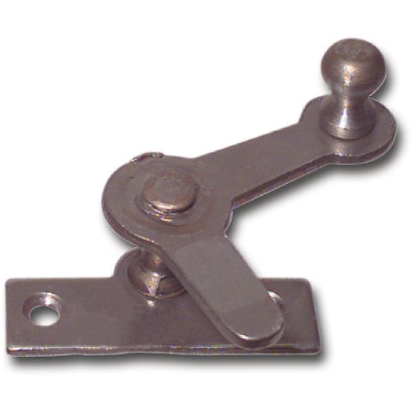 Zungenreiber mit Eisenknopf auf eckiger, austr. Platte, Stahl blank 15 mm rechts