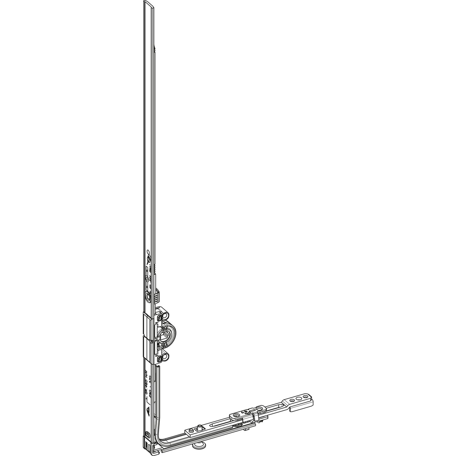 Roto ROTO D-/DK-Getriebe konstant DM 15 mm Eckumlenkung 1S-P L=460/120 mm silber