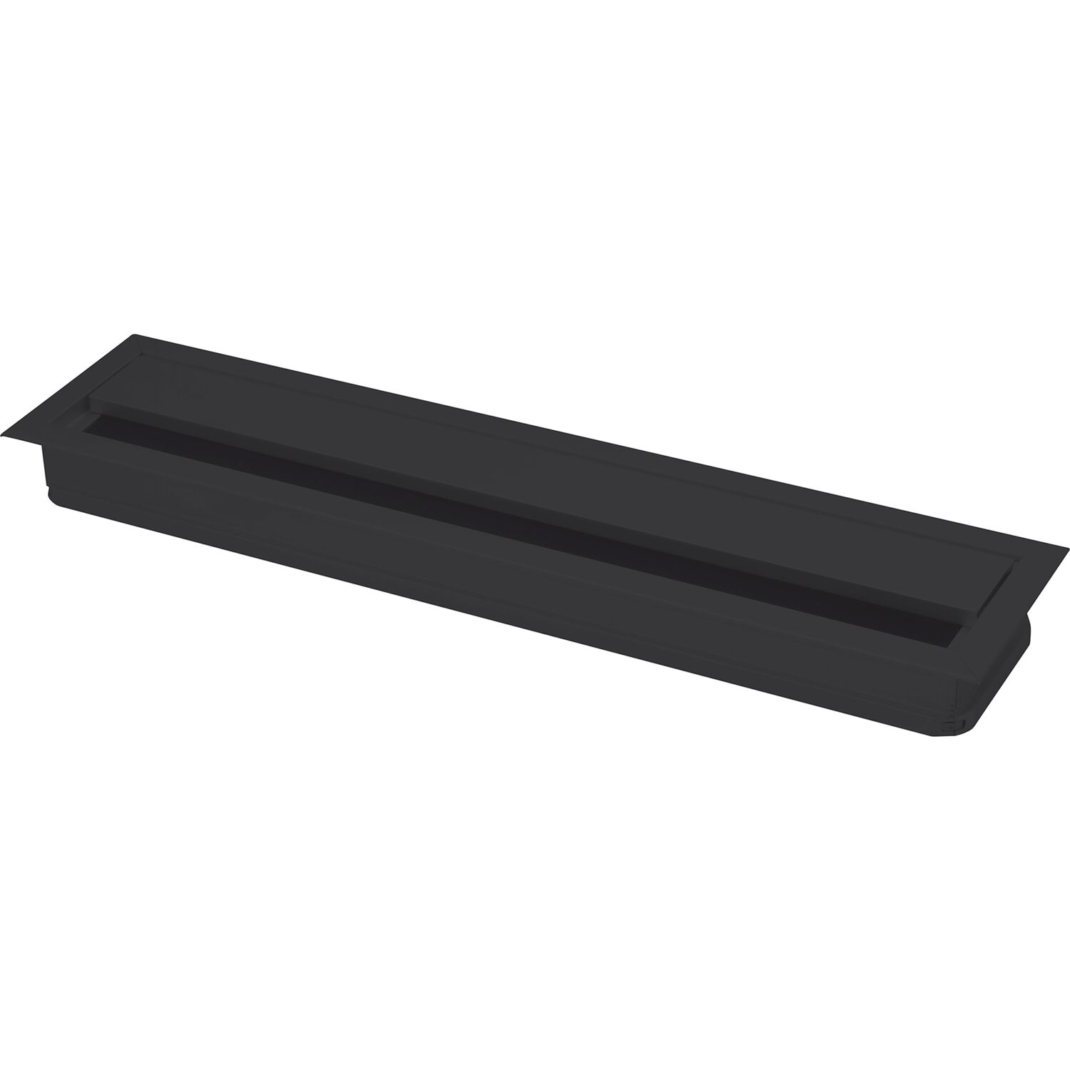 Kabeldurchgang eckig mit Staubschutzbürste, 350x70x25mm, Alu schwarz RAL 9005