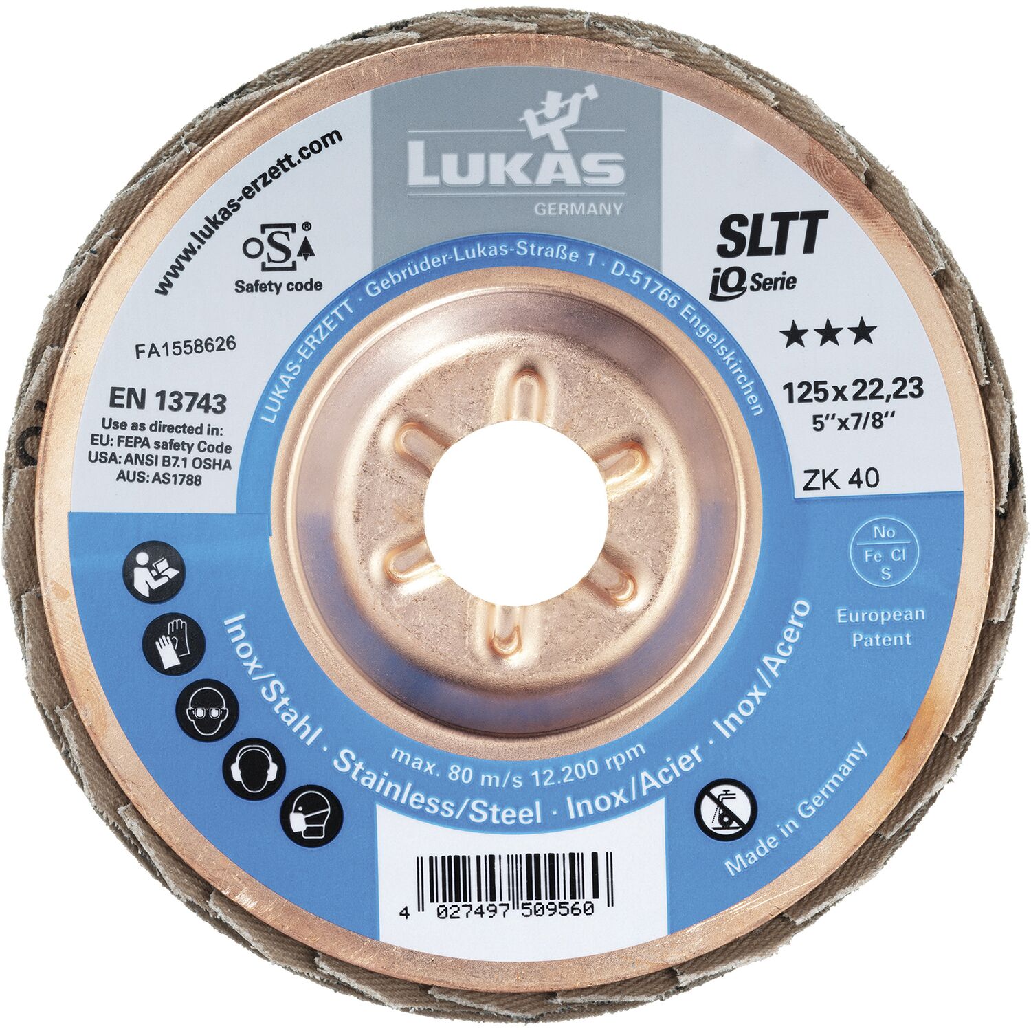 Lukas Schleiflamellenteller SLTT Zirkonkorund ø 125 mm Korn 40