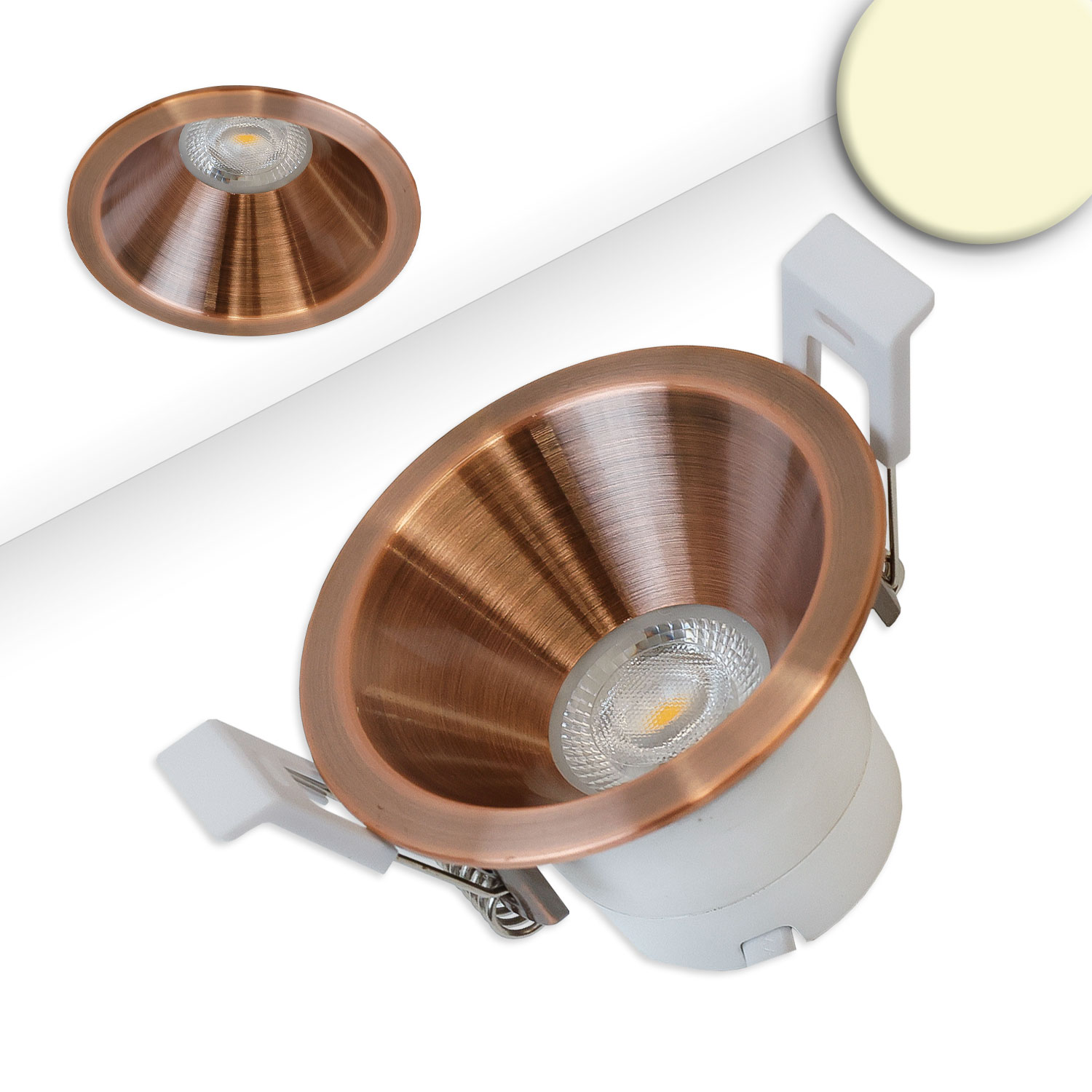 ISOLED LED Einbaustrahler BACK60 rosegold rund 5W CRI90 2700K rückversetzt UGR