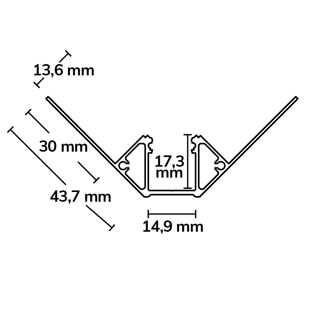 ISOLED LED Trockenbauprofil Inneneck 200cm