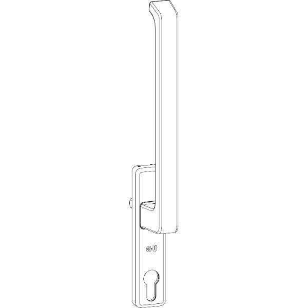 GU HS Drehgriff DIRIGENT 180° innen Rosette mit Profilzylinder silber