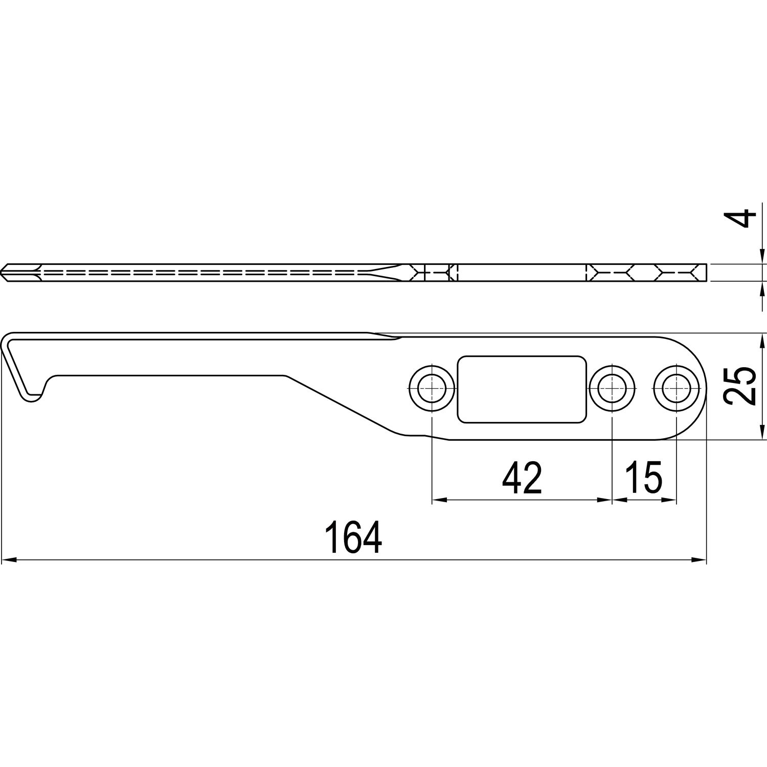 IMH-ABS Mitnehmerhaken SF, 164 x 25 x 4 mm, universal, DIN, schwarz verzinkt