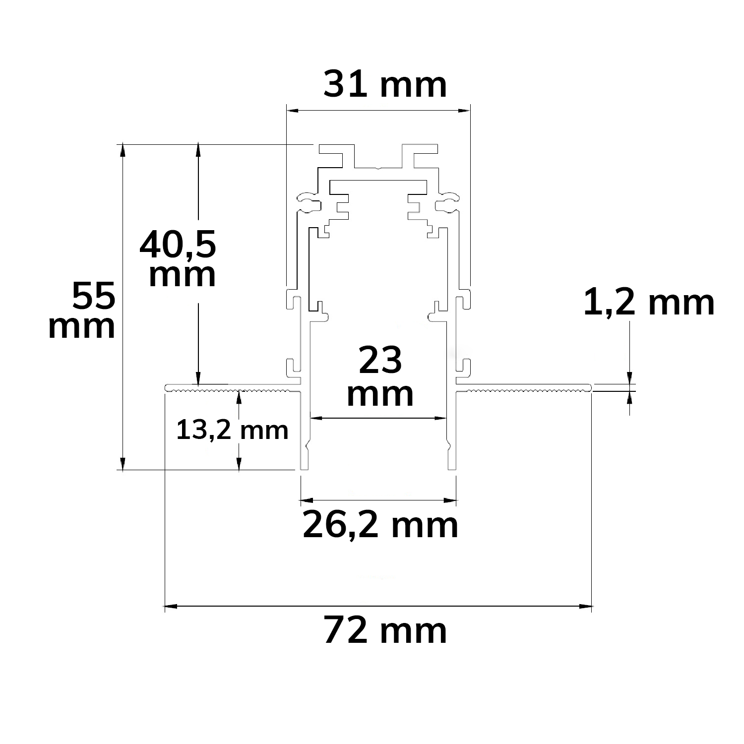 ISOLED Track48 Trockenbauschiene weiß 200cm 4-polig inkl. Endkappen und Schutzcover