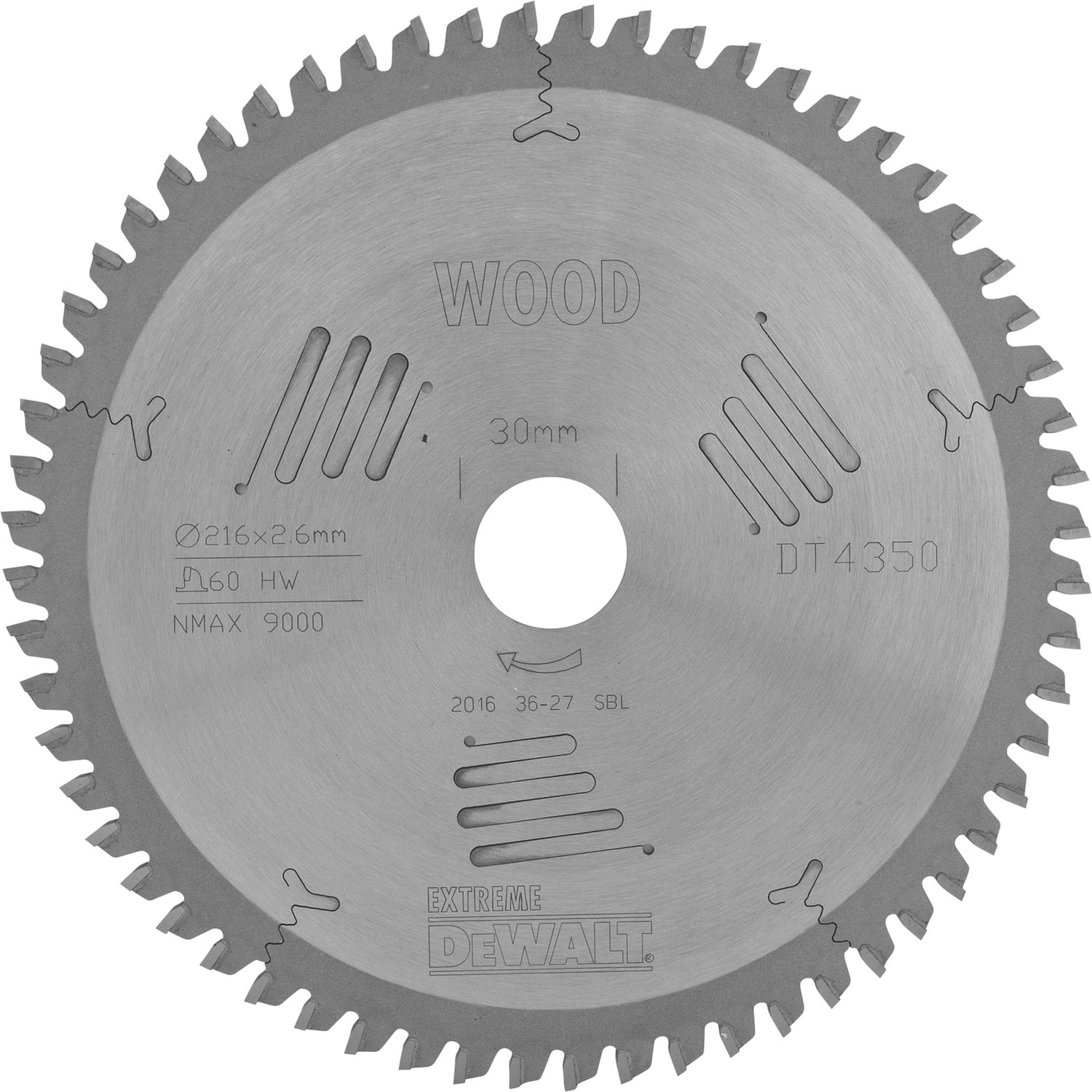 DeWalt Kreissägeblatt HW ø 216x2,6x30 mm Z60 Wechselzahn (WZ) negativ