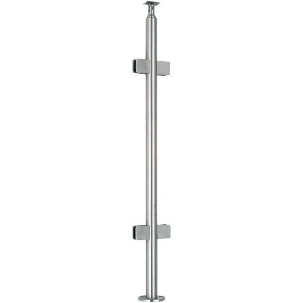 croso Fertigsteher mit 4 Klemmhalter für Bodenmontage, Edelstahl V2A