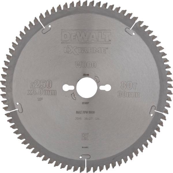 DeWalt Kreissägeblatt HW ø 250x3,0x30 mm Z80 Trapez/Flachzahn (TR/FZ) negativ