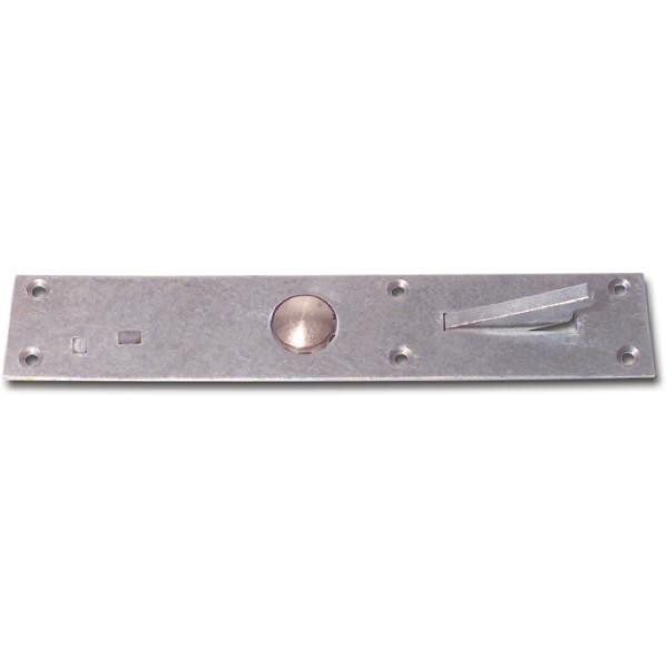 ninka Tasterschnapper mit Messingtaster, Platte 192 x 35 mm, Stahl verzinkt
