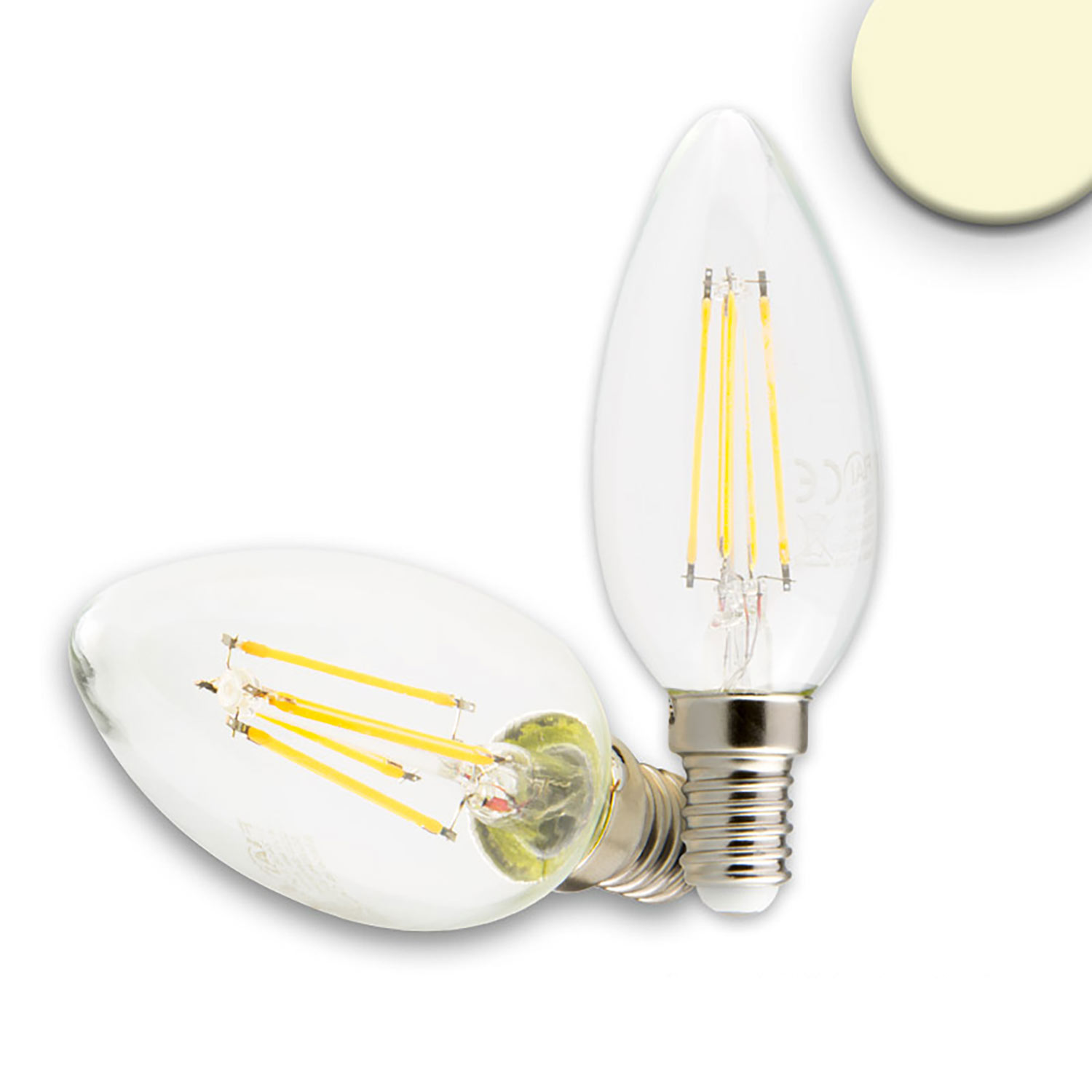 ISOLED E14 LED Kerze 4W klar warmweiß dimmbar