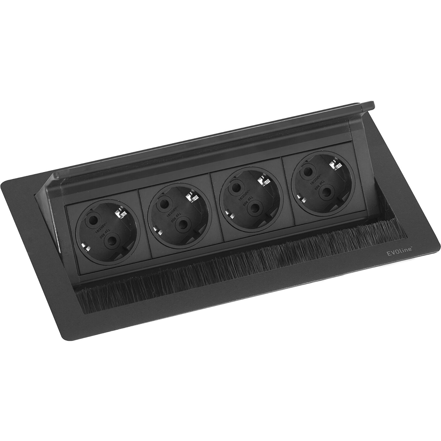 EVOline Flip Top Push M 4xSchuko schwarz