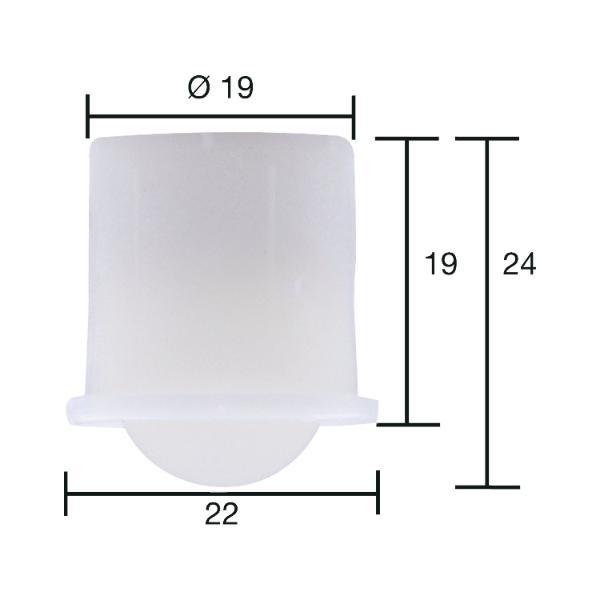 Kugelrolle 0 soft ø 19 mm,Tiefe 19 mm, Kunststoff weiß